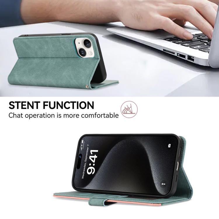For iPhone 17 Pro ABEEL Color Block Magnetic RFID Leather Phone Case(Cyan-Pink) - free shipping - PMc TechLife - Order now!