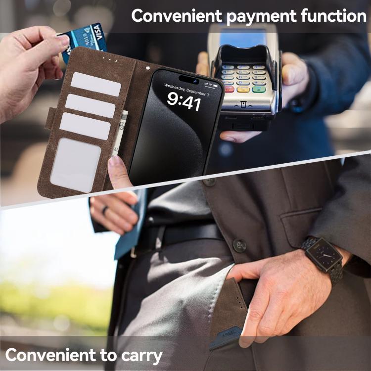 For iPhone 17 Pro ABEEL Color Block Magnetic RFID Leather Phone Case(Brown-Blue) - free shipping - PMc TechLife - Order now!