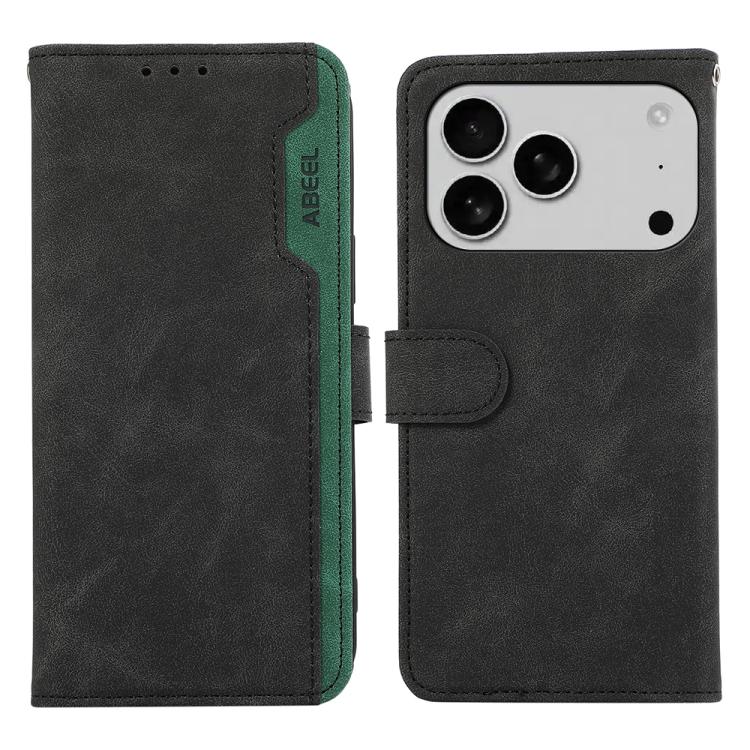 For iPhone 17 Pro Max ABEEL Color Block Magnetic RFID Leather Phone Case(Black-Green) - free shipping - PMc TechLife - Order now!