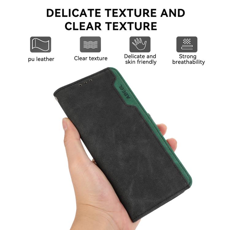 For iPhone 17 Pro Max ABEEL Color Block Magnetic RFID Leather Phone Case(Black-Green) - free shipping - PMc TechLife - Order now!