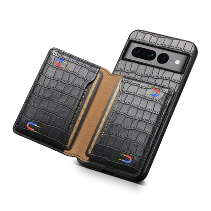 For Google Pixel 7 Pro 5G Crocodile Texture Card Bag Design Full Coverage Phone Case(Black) - Google Cases by PMC Jewellery | Online Shopping South Africa | PMC Jewellery | Buy Now Pay Later Mobicred