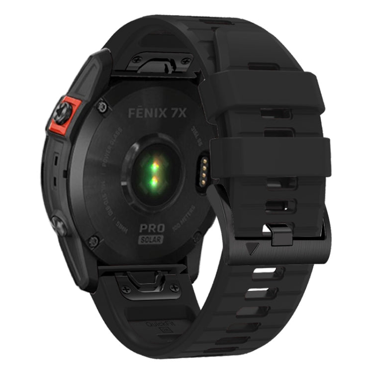 For Garmin Fenix 7 Pro 22mm Solid Color Steel Buckle Silicone Quick Release Watch Band(Black) - Watch Bands by PMC TechLife | Online Shopping South Africa | PMC TechLife
