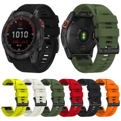 For Garmin Fenix 7X 26mm Solid Color Steel Buckle Silicone Quick Release Watch Band(Army Green) - Watch Bands by PMC Jewellery | Online Shopping South Africa | PMC Jewellery