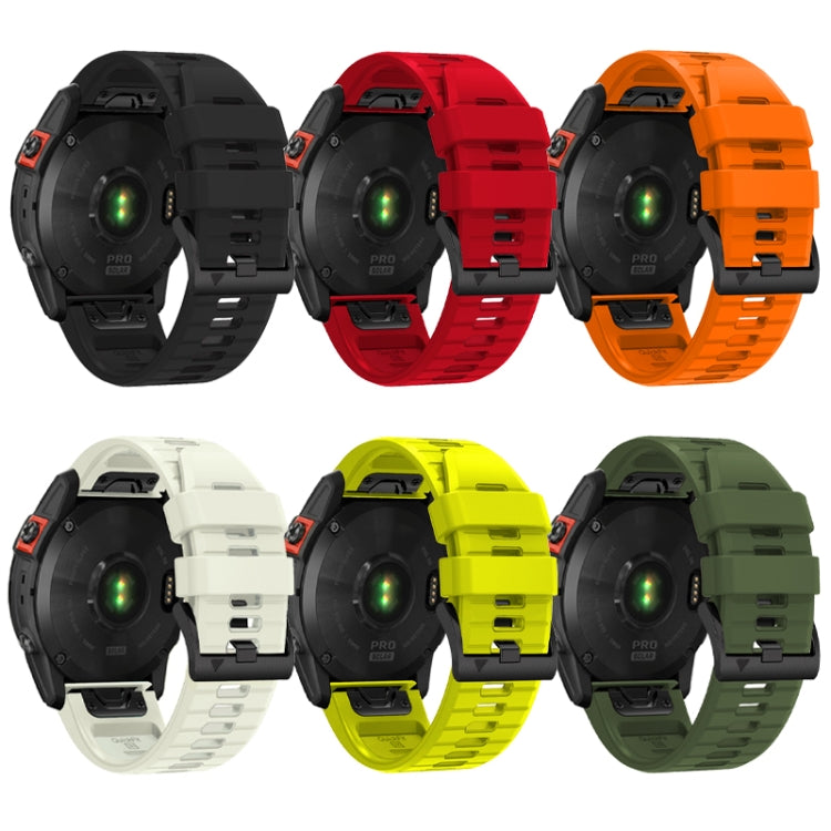 For Garmin Fenix 7X 26mm Solid Color Steel Buckle Silicone Quick Release Watch Band(Orange) - Watch Bands by PMC TechLife | Online Shopping South Africa | PMC TechLife