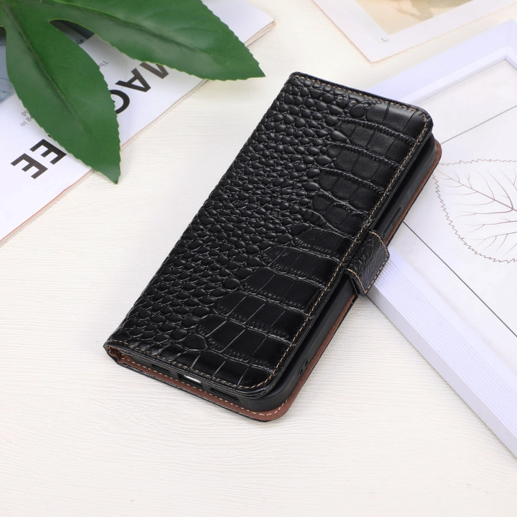 For Google Pixel 9 Pro Crocodile Top Layer Cowhide Leather Phone Case(Black) - Google Cases by PMC TechLife | Online Shopping South Africa | PMC TechLife | Buy Now Pay Later Mobicred