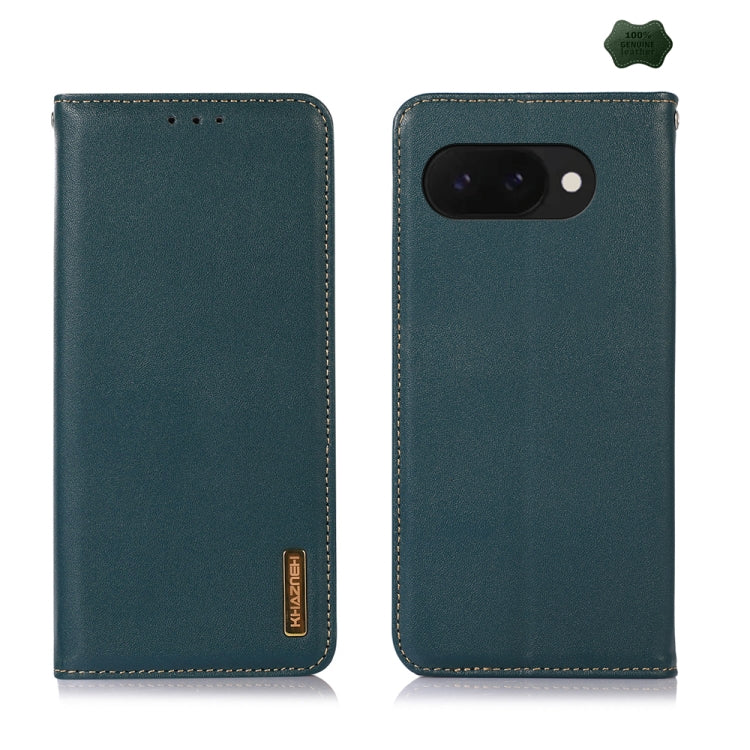 For Google Pixel 9a KHAZNEH Nappa Top Layer Cowhide Leather Phone Case(Green) - Google Cases by PMC TechLife | Online Shopping South Africa | PMC TechLife | Buy Now Pay Later Mobicred