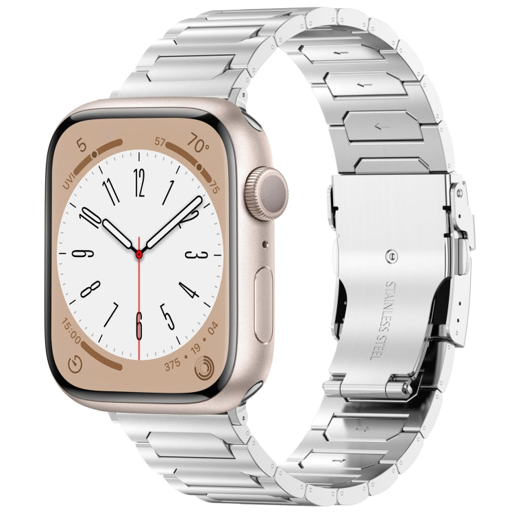 For Apple Watch Series 9 41mm I-Shaped Titanium Metal Watch Band(Silver) - Watch Bands by PMC TechLife | Online Shopping South Africa | PMC TechLife