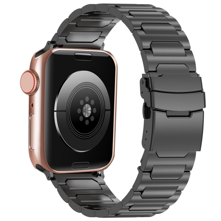 For Apple Watch 38mm I-Shaped Titanium Metal Watch Band(Black) - Watch Bands by PMC TechLife | Online Shopping South Africa | PMC TechLife