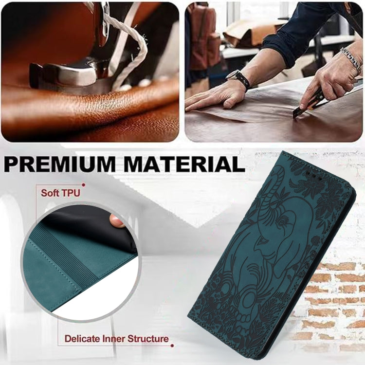 For iPhone 16 Pro Retro Elephant Embossed Leather Phone Case(Green) - free shipping - PMC TechLife - Order now!