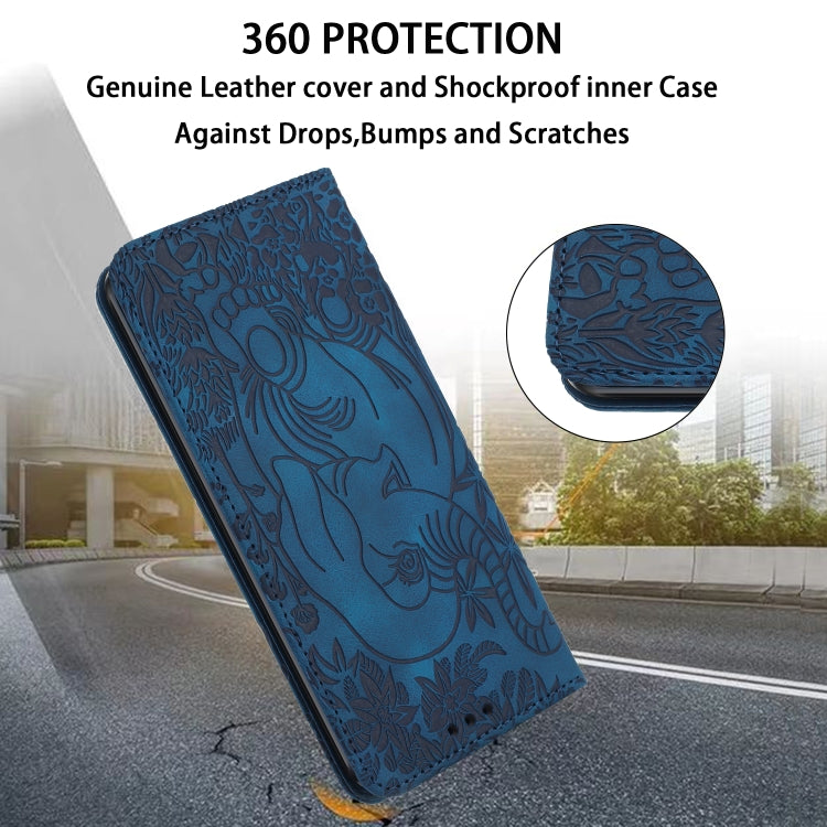 For iPhone 16 Plus Retro Elephant Embossed Leather Phone Case(Blue) - free shipping - PMC TechLife - Order now!