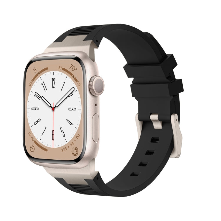 For Apple Watch Series 8 45mm Loners Liquid Silicone Watch Band(Titanium Black) - Watch Bands by PMC TechLife | Online Shopping South Africa | PMC TechLife
