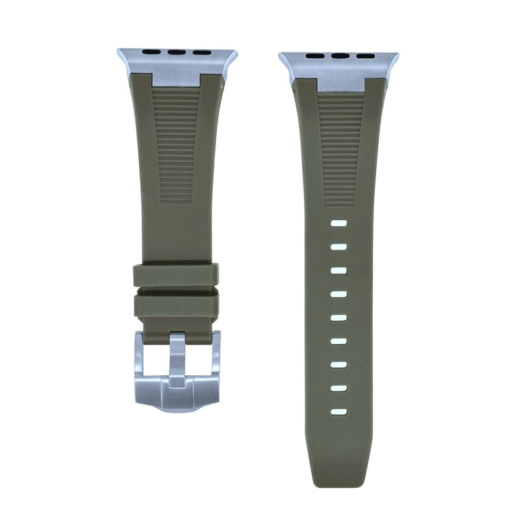 For Apple Watch SE 44mm Loners Liquid Silicone Watch Band(Silver Green) - free shipping - PMC TechLife - Order now!