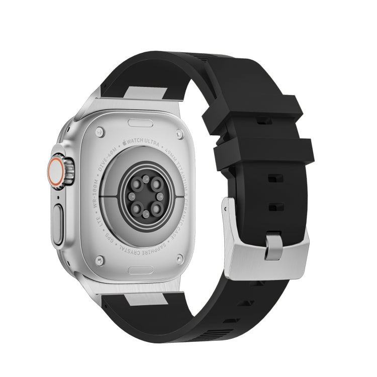 For Apple Watch Series 5 44mm Loners Liquid Silicone Watch Band(Silver Black) - Watch Bands by PMC TechLife | Online Shopping South Africa | PMC TechLife | Buy Now Pay Later Mobicred