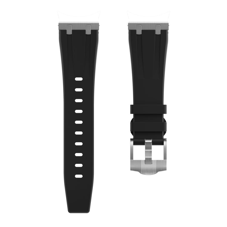 22mm Flat Head Silicone Watch Band(Silver Black) - 22mm Bands by PMC Jewellery | Online Shopping South Africa | PMC Jewellery