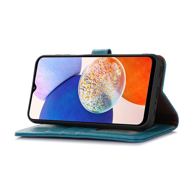 For OnePlus Ace 5 / 13R 5G Genuine Leather Litchi Texture RFID Leather Phone Case(Blue) - free shipping - PMC TechLife - Order now!