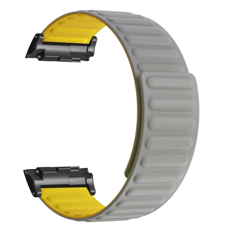 For Huawei Watch D Magnetic Silicone Watch Band(Grey Yellow) - Watch Bands by PMC TechLife | Online Shopping South Africa | PMC TechLife