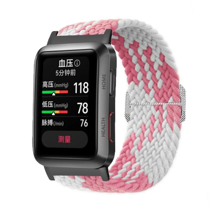 For Huawei Watch D Adjustable Woven Nylon Watch Band(Pink White) - Watch Bands by PMC TechLife | Online Shopping South Africa | PMC TechLife