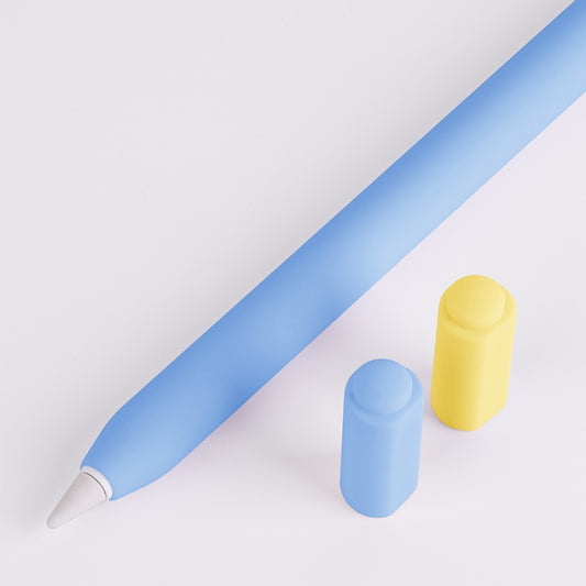 For Apple Pencil (USB-C) Double Cap Contrasting Color Silicone Protective Case(Sky Blue) - Pencil Accessories by PMC Jewellery | Online Shopping South Africa | PMC Jewellery | Buy Now Pay Later Mobicred