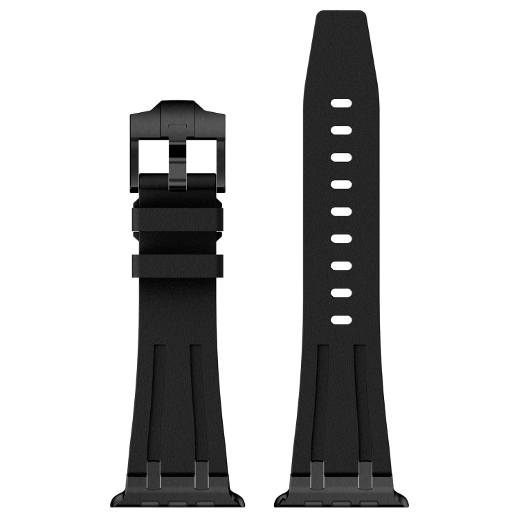 For Apple Watch SE 2023 44mm Stone Grain Liquid Silicone Watch Band(Black Black) - Watch Bands by PMC TechLife | Online Shopping South Africa | PMC TechLife