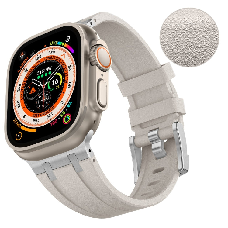 For Apple Watch SE 2023 44mm Stone Grain Liquid Silicone Watch Band(Silver Starlight) - Watch Bands by PMC TechLife | Online Shopping South Africa | PMC TechLife