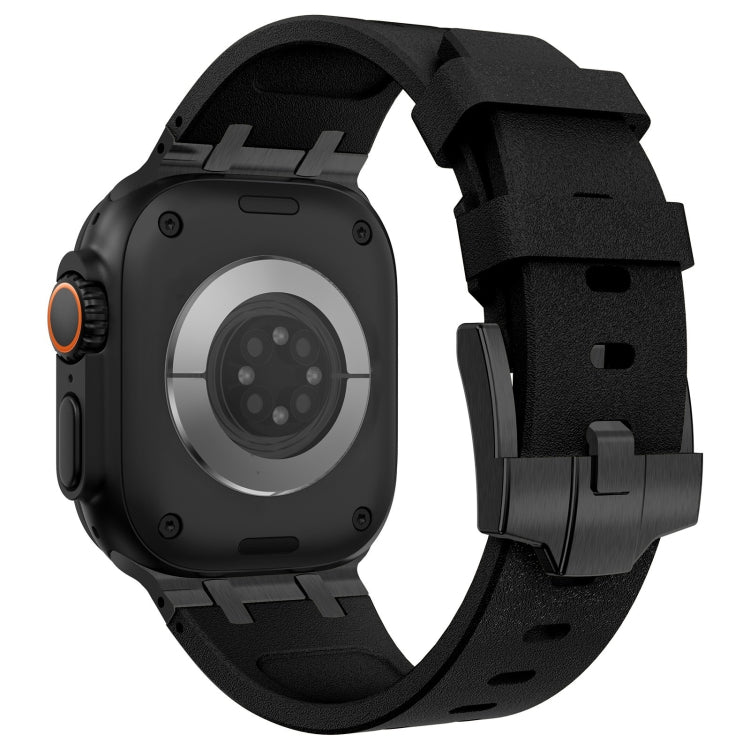 For Apple Watch Ultra 2 49mm Stone Grain Liquid Silicone Watch Band(Black Black) - Watch Bands by PMC TechLife | Online Shopping South Africa | PMC TechLife