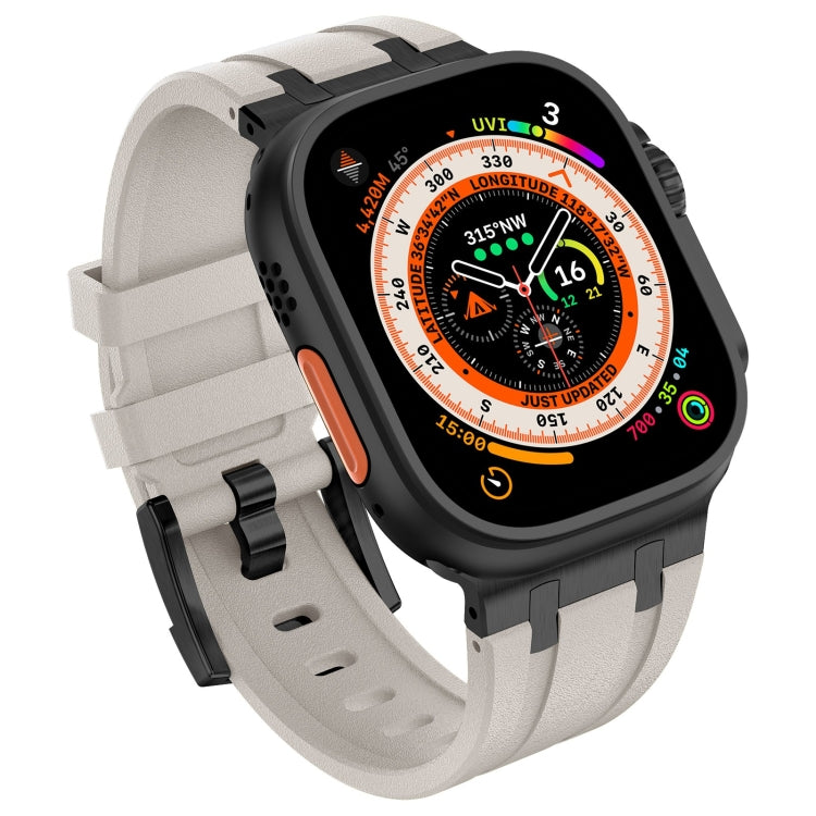 For Apple Watch Ultra 2 49mm Stone Grain Liquid Silicone Watch Band(Black Starlight) - free shipping - PMC TechLife - Order now!