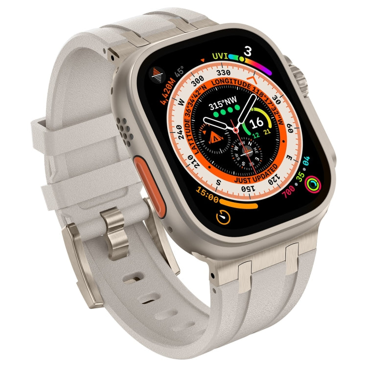 For Apple Watch Ultra 2 49mm Stone Grain Liquid Silicone Watch Band(Titanium Starlight) - Watch Bands by PMC TechLife | Online Shopping South Africa | PMC TechLife
