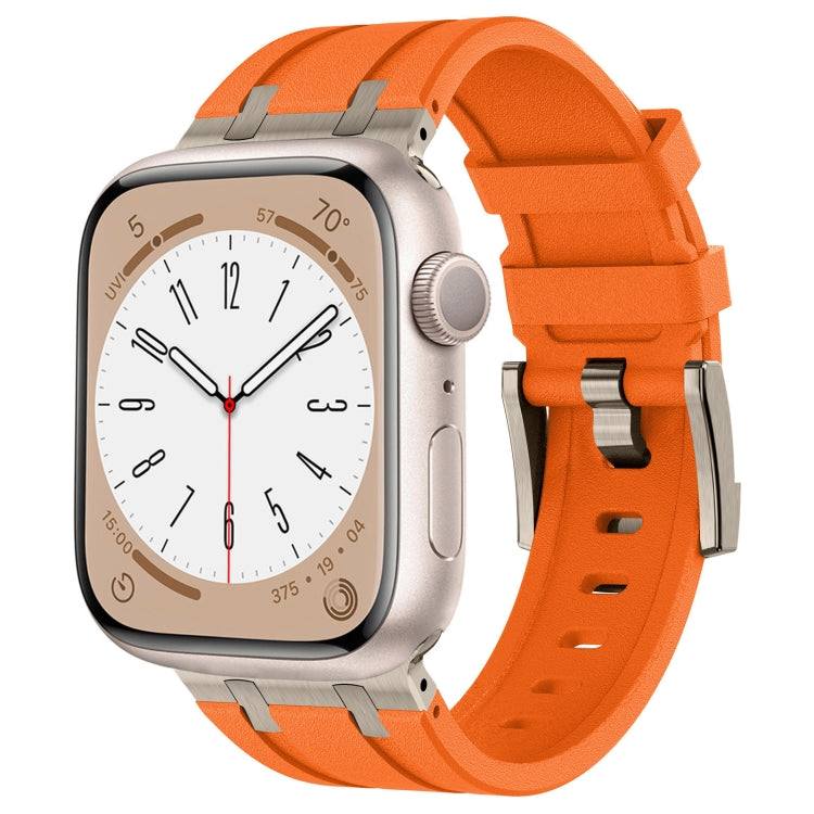 For Apple Watch Series 9 45mm Stone Grain Liquid Silicone Watch Band(Titanium Orange) - Watch Bands by PMC TechLife | Online Shopping South Africa | PMC TechLife