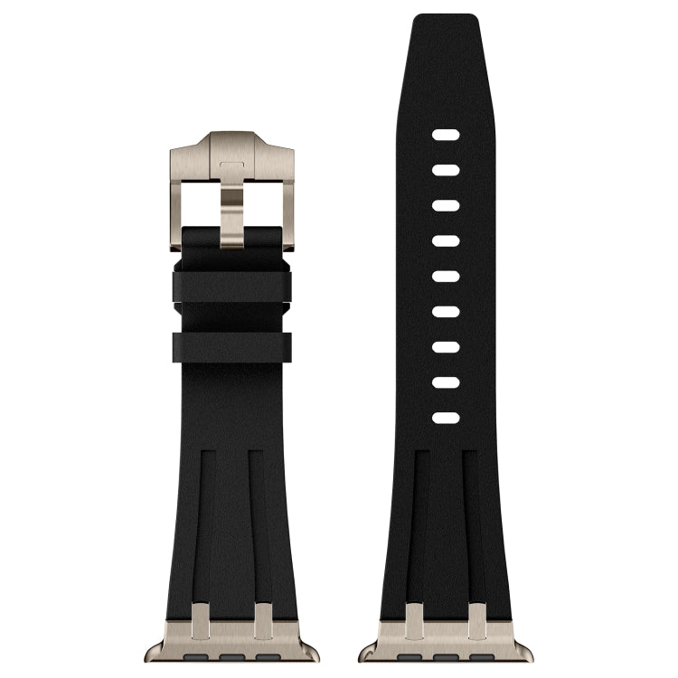 For Apple Watch Series 9 45mm Stone Grain Liquid Silicone Watch Band(Titanium Black) - Watch Bands by PMC TechLife | Online Shopping South Africa | PMC TechLife
