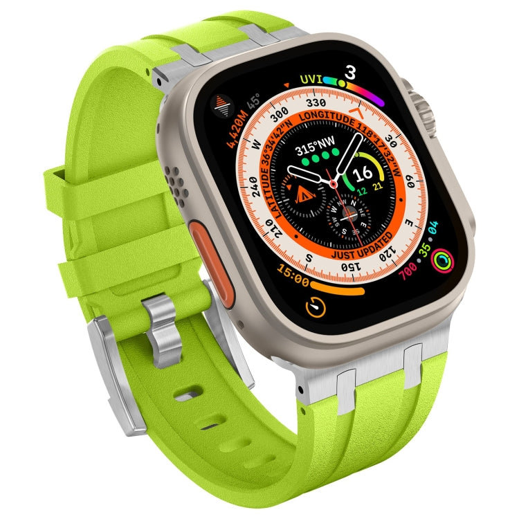 For Apple Watch Series 9 45mm Stone Grain Liquid Silicone Watch Band(Silver Green) - Watch Bands by PMC TechLife | Online Shopping South Africa | PMC TechLife