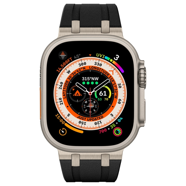 For Apple Watch Ultra 49mm Stone Grain Liquid Silicone Watch Band(Titanium Black) - Watch Bands by PMC TechLife | Online Shopping South Africa | PMC TechLife