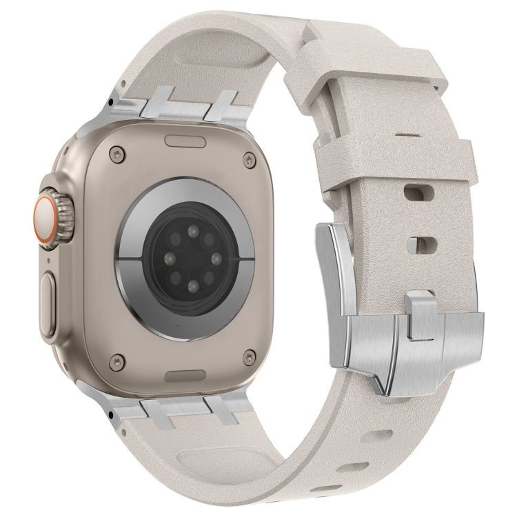 For Apple Watch Ultra 49mm Stone Grain Liquid Silicone Watch Band(Silver Starlight) - Watch Bands by PMC TechLife | Online Shopping South Africa | PMC TechLife