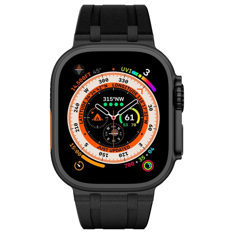 For Apple Watch Series 8 45mm Stone Grain Liquid Silicone Watch Band(Black Black) - free shipping - PMC TechLife - Order now!