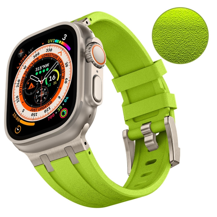 For Apple Watch Series 8 45mm Stone Grain Liquid Silicone Watch Band(Titanium Green) - Watch Bands by PMC Jewellery | Online Shopping South Africa | PMC Jewellery