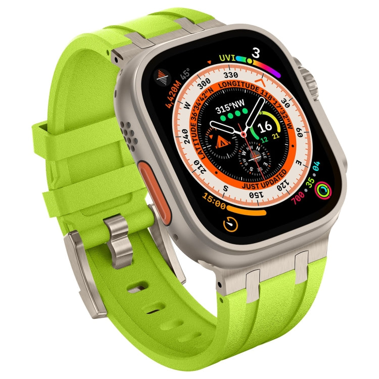 For Apple Watch Series 8 45mm Stone Grain Liquid Silicone Watch Band(Titanium Green) - Watch Bands by PMC TechLife | Online Shopping South Africa | PMC TechLife