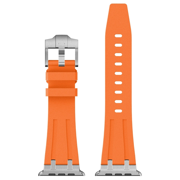 For Apple Watch Series 8 45mm Stone Grain Liquid Silicone Watch Band(Sliver Orange) - Watch Bands by PMC TechLife | Online Shopping South Africa | PMC TechLife