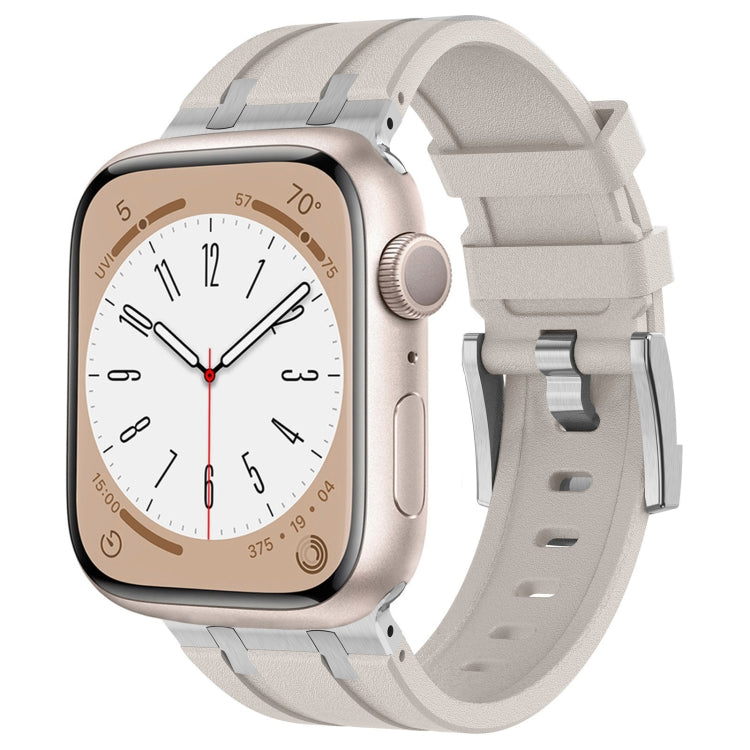 For Apple Watch Series 8 45mm Stone Grain Liquid Silicone Watch Band(Silver Starlight) - free shipping - PMC TechLife - Order now!