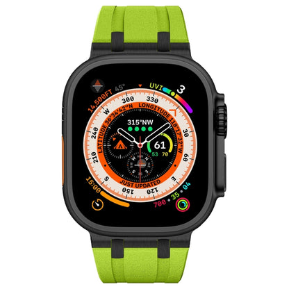 For Apple Watch SE 2022 44mm Stone Grain Liquid Silicone Watch Band(Black Green) - Watch Bands by PMC Jewellery | Online Shopping South Africa | PMC Jewellery