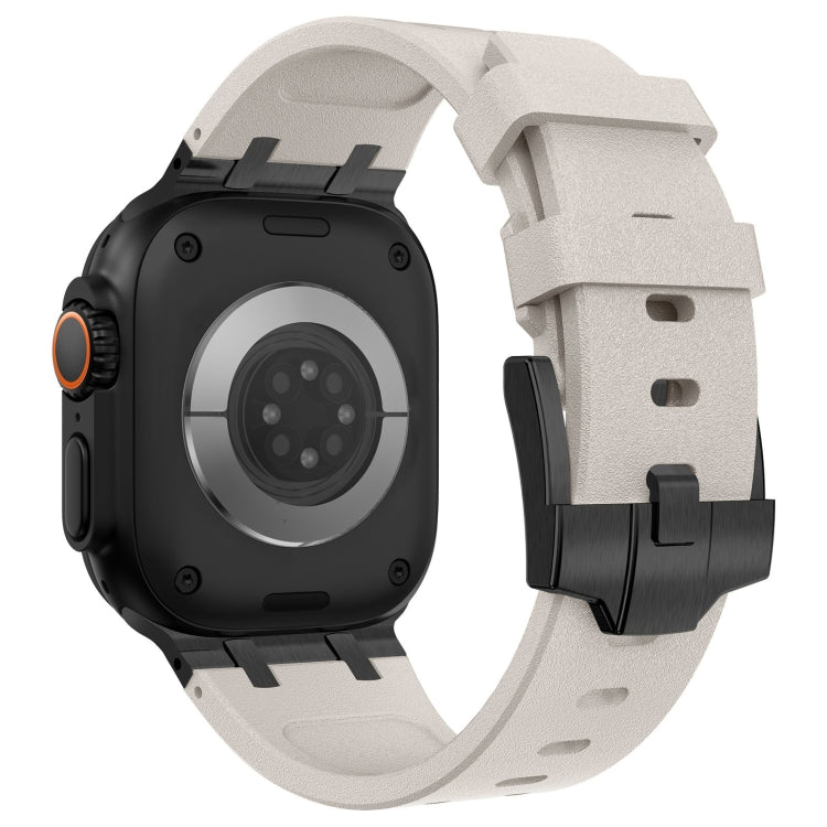 For Apple Watch SE 2022 44mm Stone Grain Liquid Silicone Watch Band(Black Starlight) - Watch Bands by PMC TechLife | Online Shopping South Africa | PMC TechLife