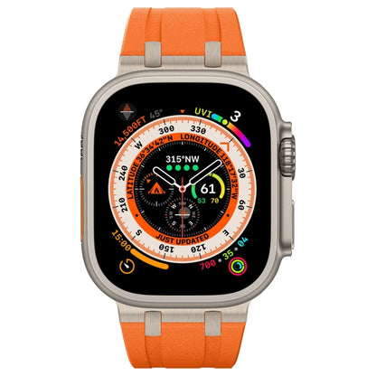 For Apple Watch SE 2022 44mm Stone Grain Liquid Silicone Watch Band(Titanium Orange) - Watch Bands by PMC Jewellery | Online Shopping South Africa | PMC Jewellery