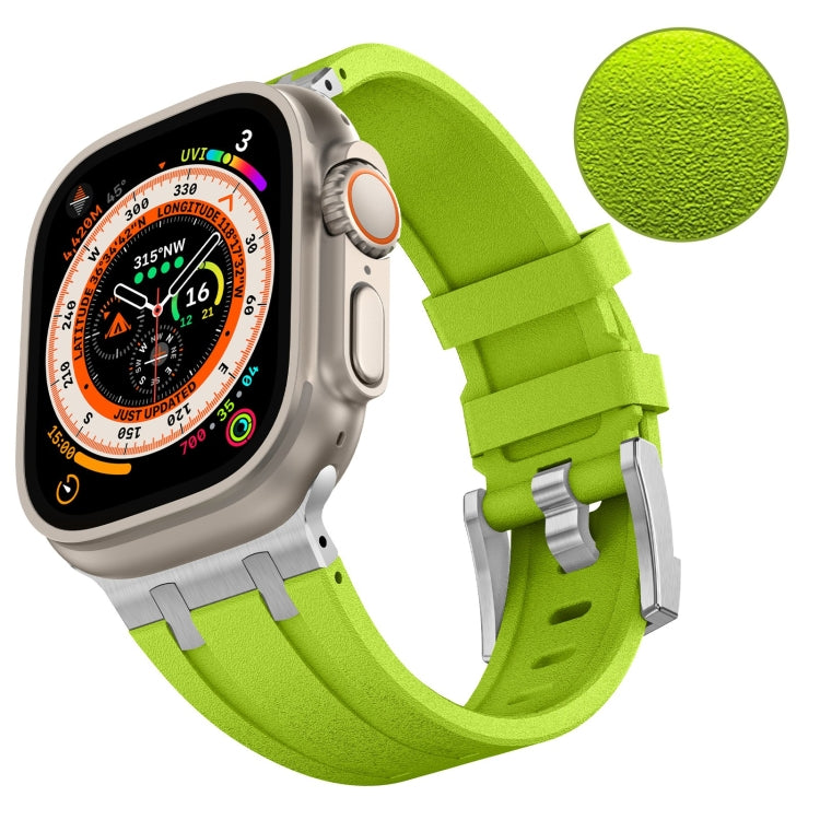 For Apple Watch SE 2022 44mm Stone Grain Liquid Silicone Watch Band(Silver Green) - Watch Bands by PMC Jewellery | Online Shopping South Africa | PMC Jewellery