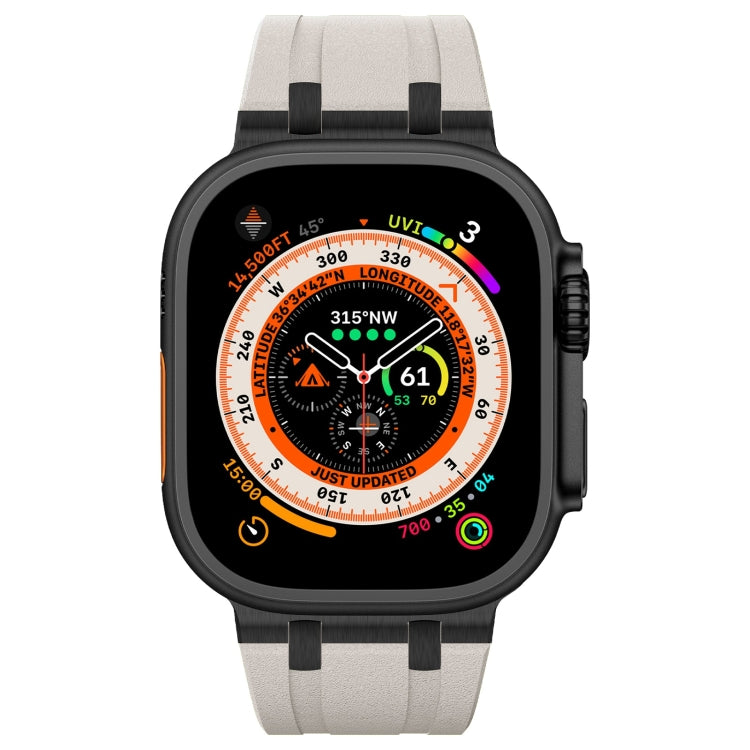 For Apple Watch SE 44mm Stone Grain Liquid Silicone Watch Band(Black Starlight) - Watch Bands by PMC TechLife | Online Shopping South Africa | PMC TechLife