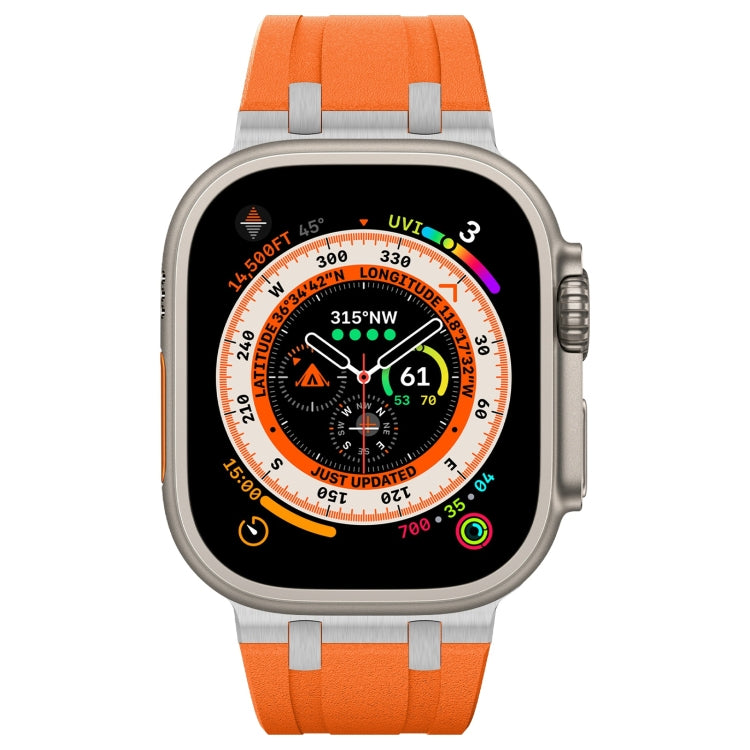 For Apple Watch SE 44mm Stone Grain Liquid Silicone Watch Band(Sliver Orange) - free shipping - PMC TechLife - Order now!
