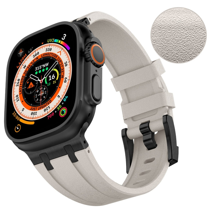 For Apple Watch Series 6 44mm Stone Grain Liquid Silicone Watch Band(Black Starlight) - Watch Bands by PMC TechLife | Online Shopping South Africa | PMC TechLife