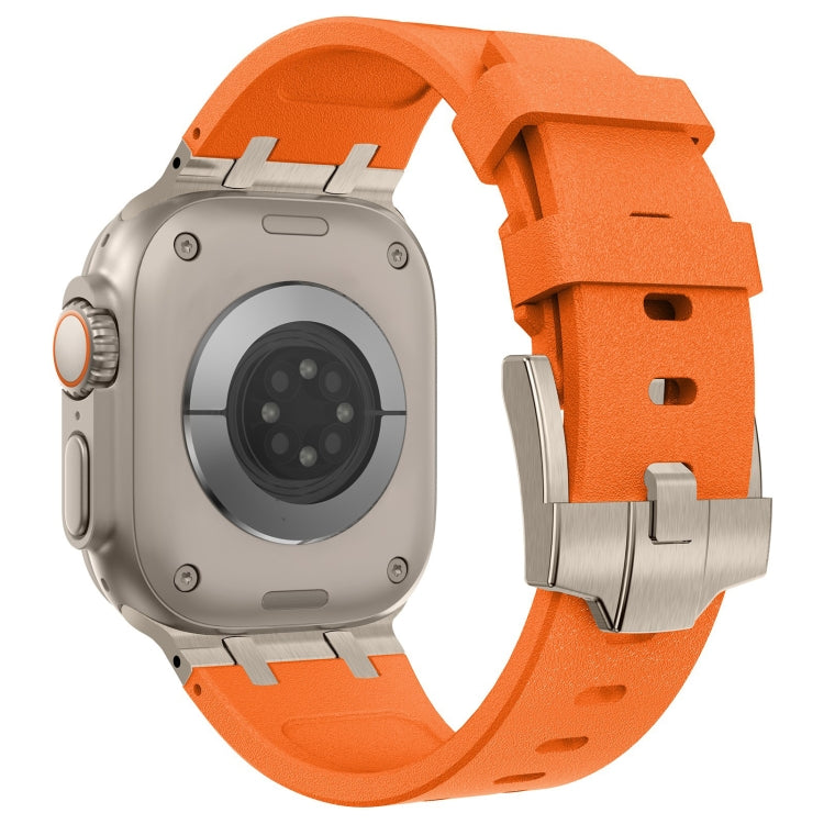 For Apple Watch Series 6 44mm Stone Grain Liquid Silicone Watch Band(Titanium Orange) - Watch Bands by PMC TechLife | Online Shopping South Africa | PMC TechLife