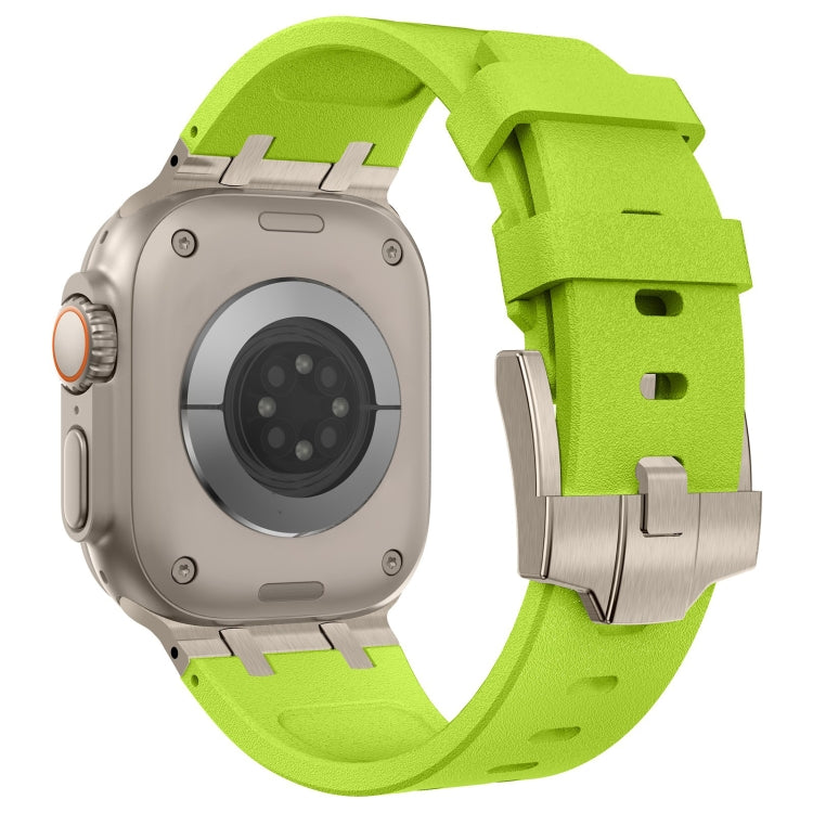 For Apple Watch Series 6 44mm Stone Grain Liquid Silicone Watch Band(Titanium Green) - free shipping - PMC TechLife - Order now!