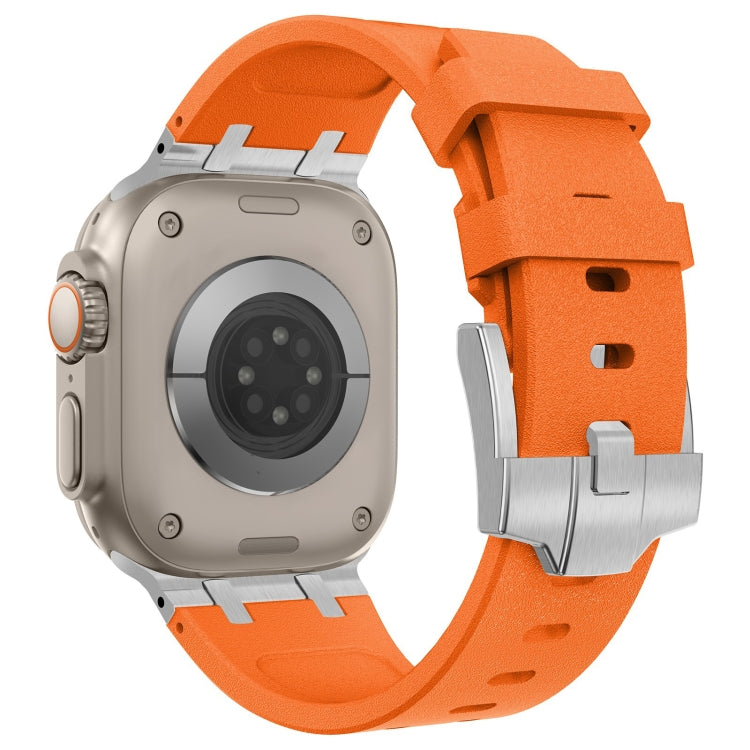 For Apple Watch Series 6 44mm Stone Grain Liquid Silicone Watch Band(Sliver Orange) - Watch Bands by PMC TechLife | Online Shopping South Africa | PMC TechLife