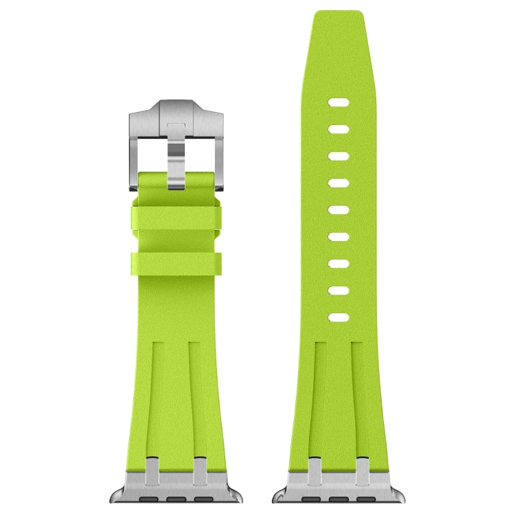 For Apple Watch Series 6 44mm Stone Grain Liquid Silicone Watch Band(Silver Green) - Watch Bands by PMC TechLife | Online Shopping South Africa | PMC TechLife