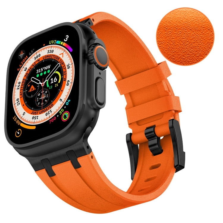 For Apple Watch Series 4 44mm Stone Grain Liquid Silicone Watch Band(Black Orange) - Watch Bands by PMC TechLife | Online Shopping South Africa | PMC TechLife