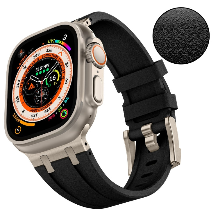 For Apple Watch Series 4 44mm Stone Grain Liquid Silicone Watch Band(Titanium Black) - Watch Bands by PMC TechLife | Online Shopping South Africa | PMC TechLife
